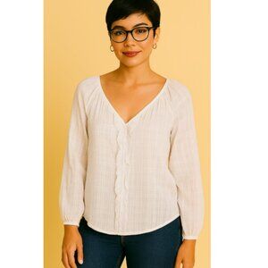 White House Black Market sheer white peasant top